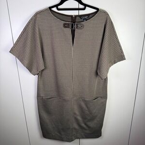 NWT Ralph Lauren Womens M Houndstooth Buckle Trim Jacquard Dress Preppy Academia